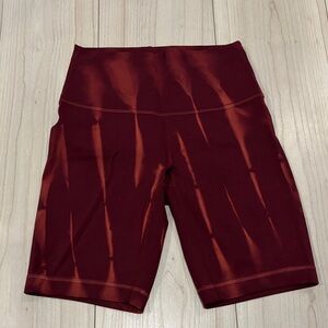 Lululemon Athletica Burgundy Tie-Dye Bike Shorts